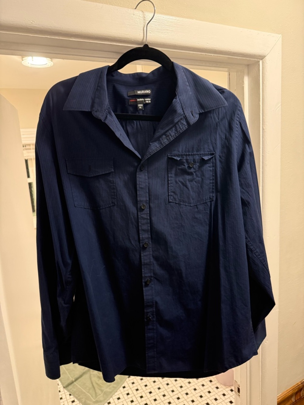 Murano Men's Navy Blue Button-Up Shirt